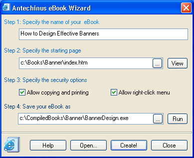 Antechinus eBook Wizard screen shot