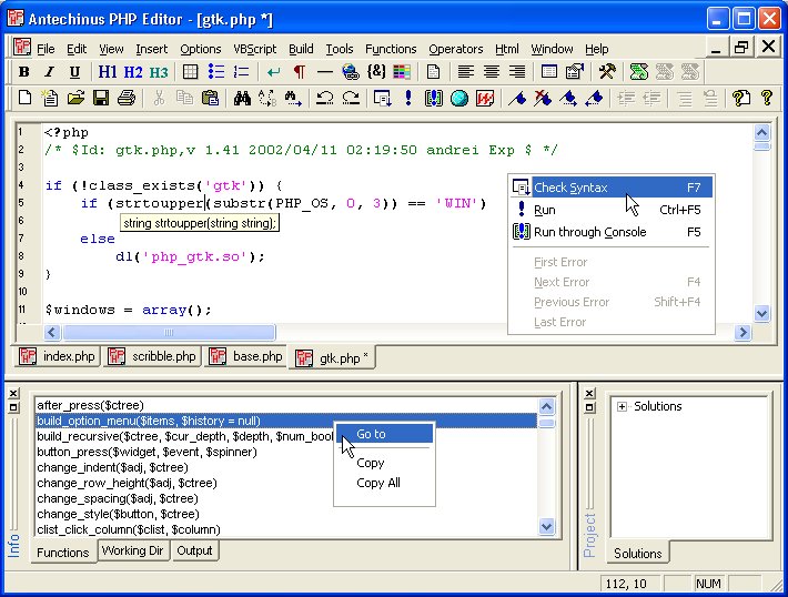 Screenshot of Antechinus PHP Editor 1.1