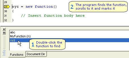 Finding JavaScript functions